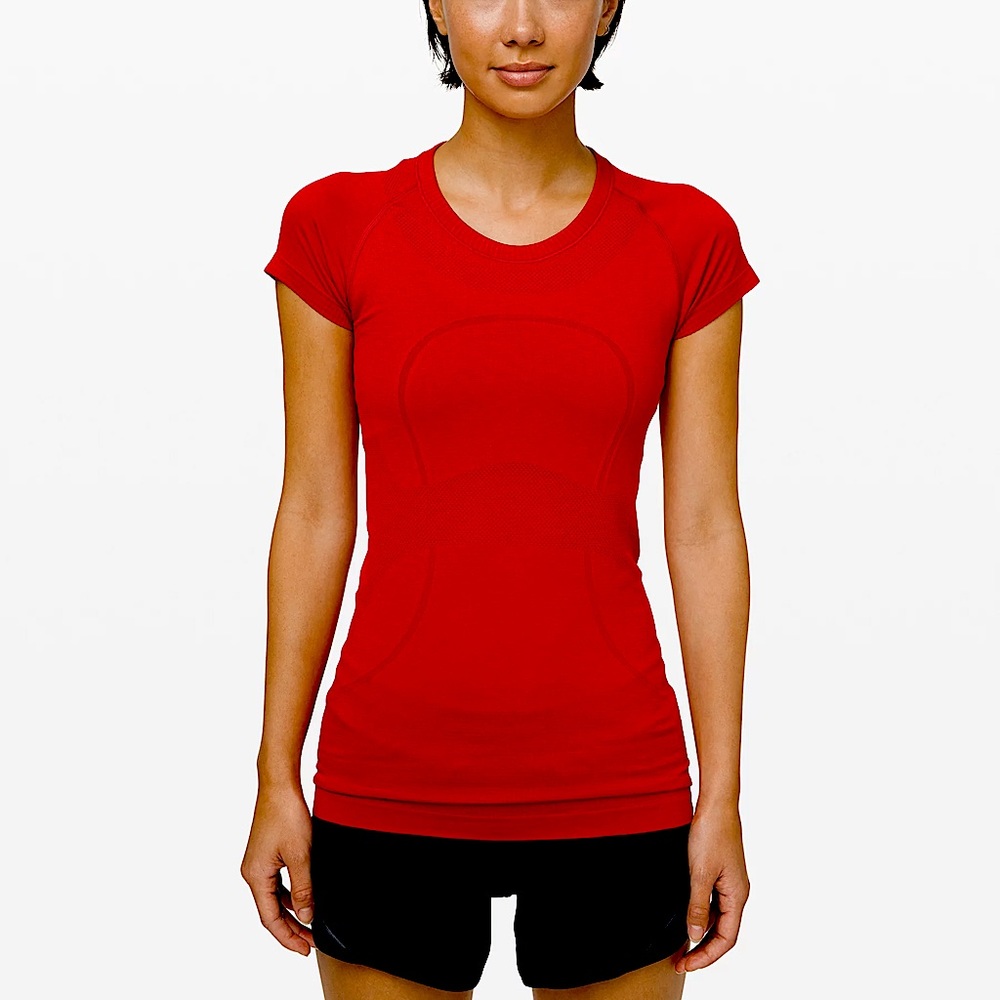 great quality, very breathable, cute lululemon shirt, wish it still fit me😢😢